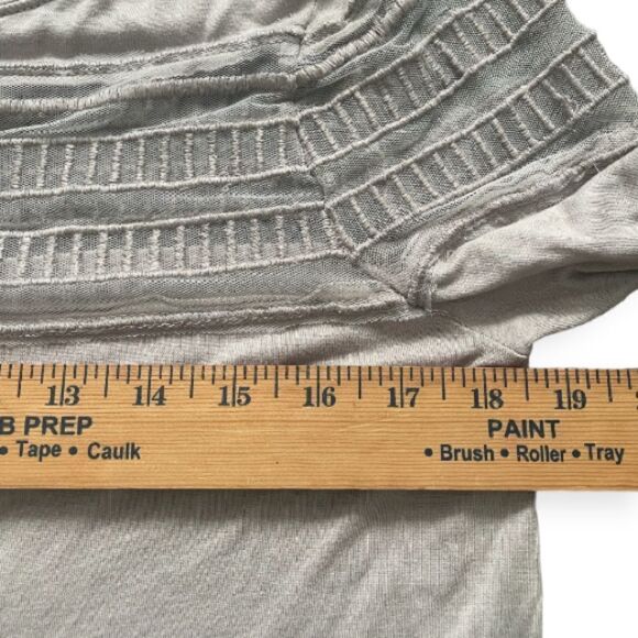 Free People Gray/Purple Mesh Inset Roxie Tee Long Sleeve Crew Neck Top Size S - Picture 4 of 6